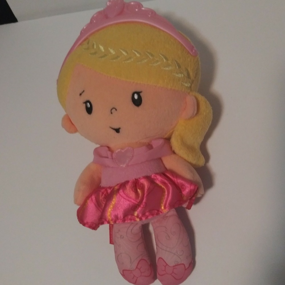 Fisher Price Princess Chime 10" Plush Doll Blonde Hair Pink